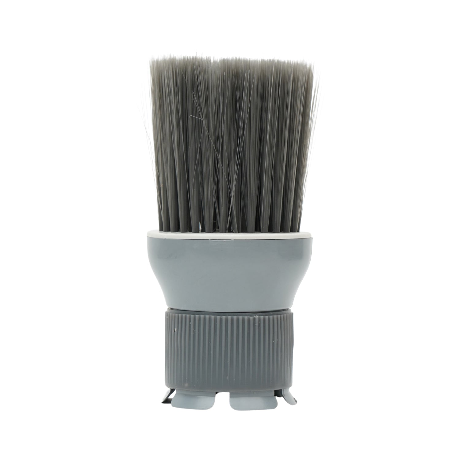 Mr. Barber Round Face Duster | Professional Barber Brush – Soft Bristles, Dual-Hand Ergonomic Grip (Gray)