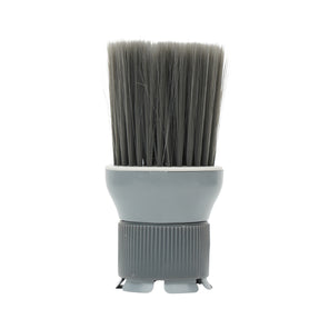 Mr. Barber Round Face Duster | Professional Barber Brush – Soft Bristles, Dual-Hand Ergonomic Grip (Gray)