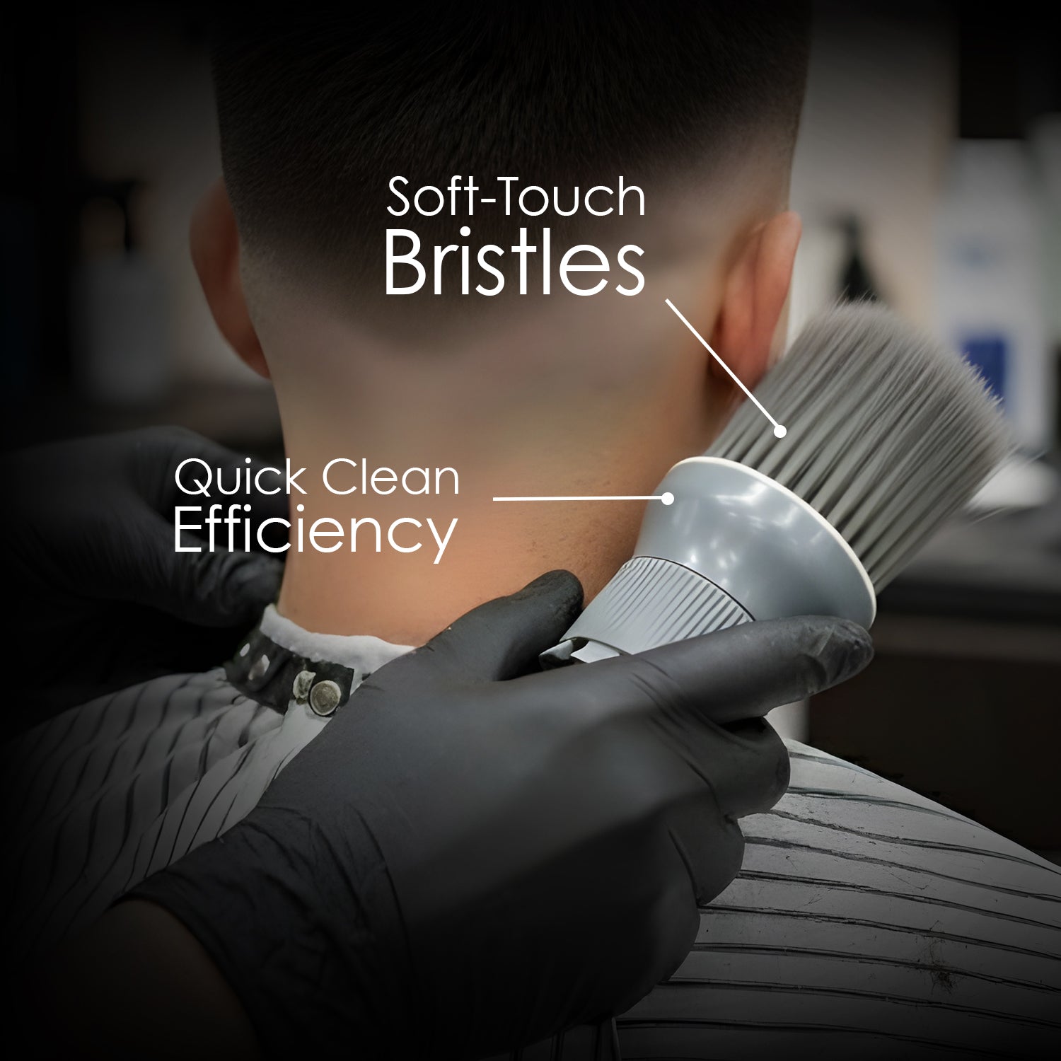 Mr. Barber Round Face Duster | Professional Barber Brush – Soft Bristles, Dual-Hand Ergonomic Grip (Gray)