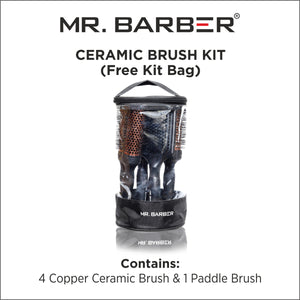 Mr. Barber Copper Ceramic Brush Kit (Free Paddle Brush)
