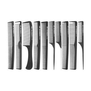 Mr. Barber Professional Carbon Comb 100% Heat Resistant Gentle on Hair & Scalp MB-CO01-10 (Set of 10 Combs)